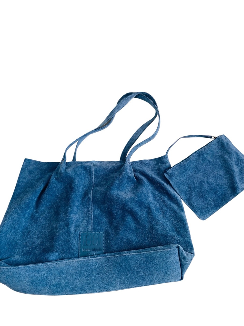 Haute Hippie Blue Suede Cinch Tote W/ Interior Pouch - Picture 4 of 8